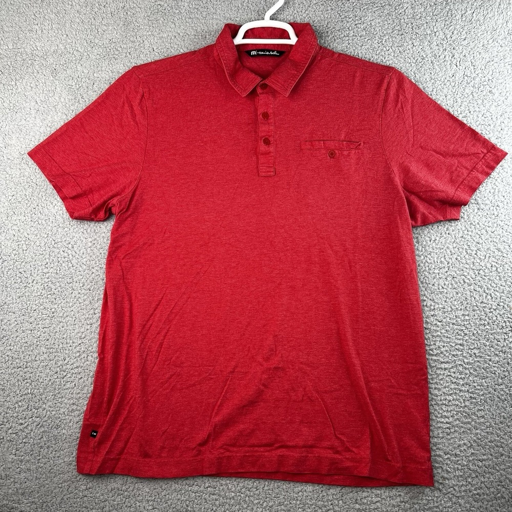Travis Mathew Polo Shirt L Red  Mens Pima Cotton Golf